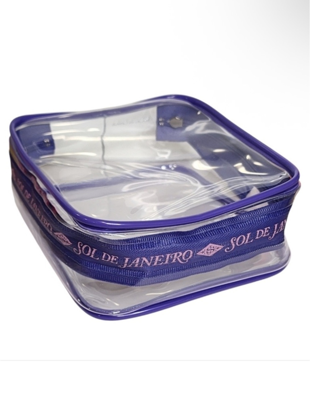 Sol De Janeiro Clear Travel Make Up Product Zip Case Jet Set Collection Purple
